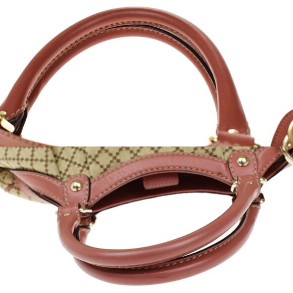 GUCCI Diamante Sukey Shoulder Bag Charm Canvas Leather Brown Pink 84KB255 - Picture 7 of 16